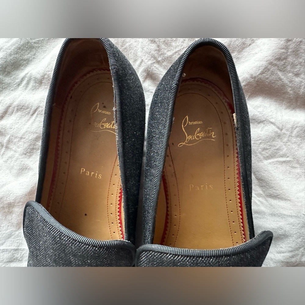 Christian Louboutin Dandelion Spikes Loafers Black Denim Studded Slip On EU 44 - Picture 10 of 10